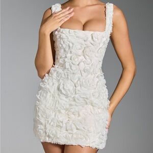 Oh Polly Ivory Floral Appliqué Mini Dress